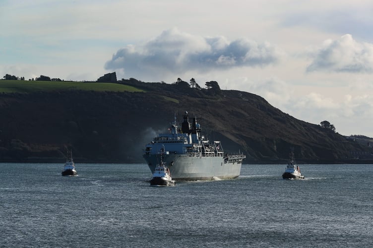 Pictured is UK flagship HMS Albion returning to Devonport, Plymouth from her three-month experimental autumn deployment to the Mediterranean in early December 2020.

The assault ship sailed back home to Devonport having led Littoral Response Group (Experimentation) (LRG(X)) on a series of exercises which will help shape the Royal Navy and Royal Marines of tomorrow.

Working together with HMS Dragon and RFA Lyme Bay, the task group has focused on developing the tactics and technology which will drive the Future Navy and Royal Marines Future Commando Force. 

They tested new equipment, such as drones, which could be used for resupplying equipment to commandos on the ground, miniature aerial helicopters for surveillance and underwater autonomous sonars to help map beaches for landings.
