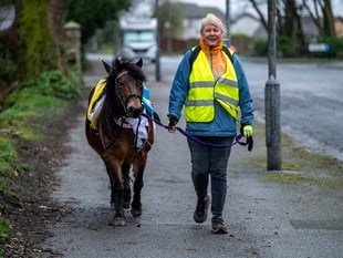 St Austell woman and her horse show support for people of Ukraine