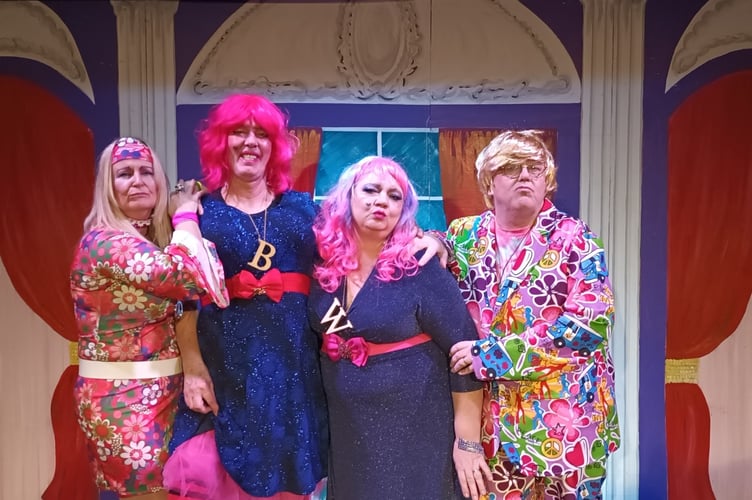 Monique (Ann Vandermeulen), Britney (Steve McLennan), Whitney (Jane Mather) and Marcel (Scott Southam) performing in Beauty & The Beast