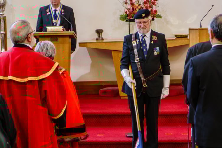 The standards in the church were lowered for the two-minute silence and last post. (Picture: STC/Mike Pitches)