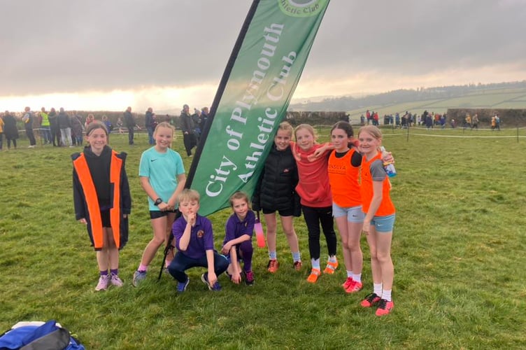 Children from the City of Plymouth AC representing their various different schools across East Cornwall