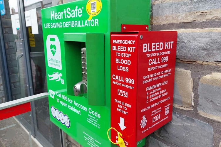 The bleed control kits will be installed alongside defibrillators in towns across the county