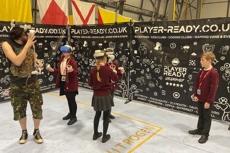 Youngsters from the Darite Primary Academy taking part in the  First Lego League Robot Performance at RNAS Culdrose. 