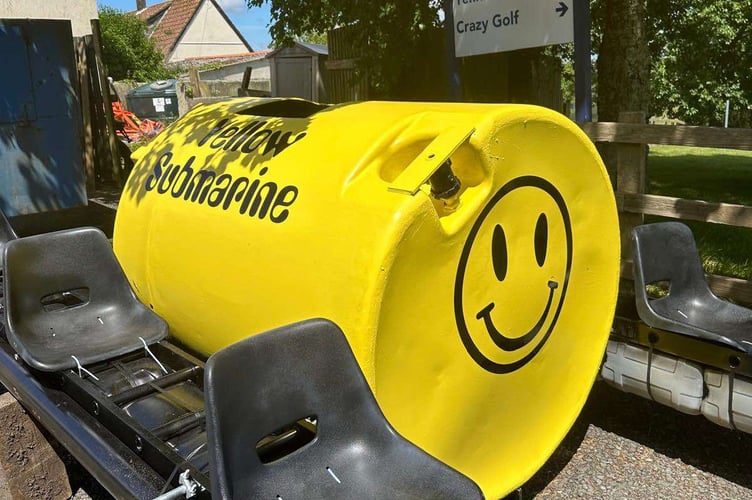 The wishing well started life as a oil container that was used for the Killigarth Manor yellow submarine raft for the Looe raft race. (Picture: John Fowler Killigarth Manor)
