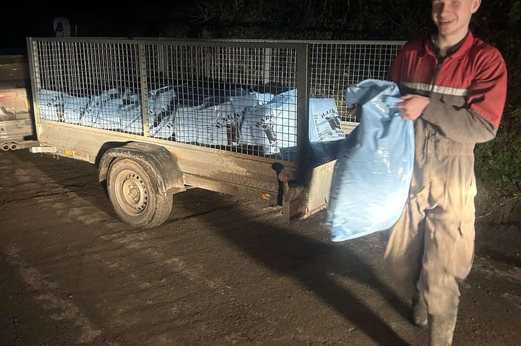 The Pelynt Young Farmers managed to sell and deliver 400 bags of manure with their annual dung run around the local area. (Picture: Pelynt Young Farmers)