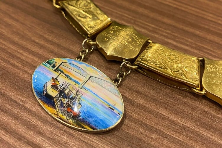 The Saltash Mayoral chain is a stunning piece crafted from 18ct gold, featuring 40 intricately designed links, each with its own unique story