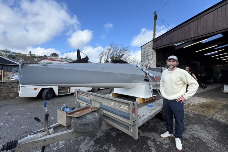 The Cornish-built boat has now left Millbrook for sea trials and training around Southampton, but will return to Cornwall when Angus rows it around the coast in June. (Picture: Angus Collins)