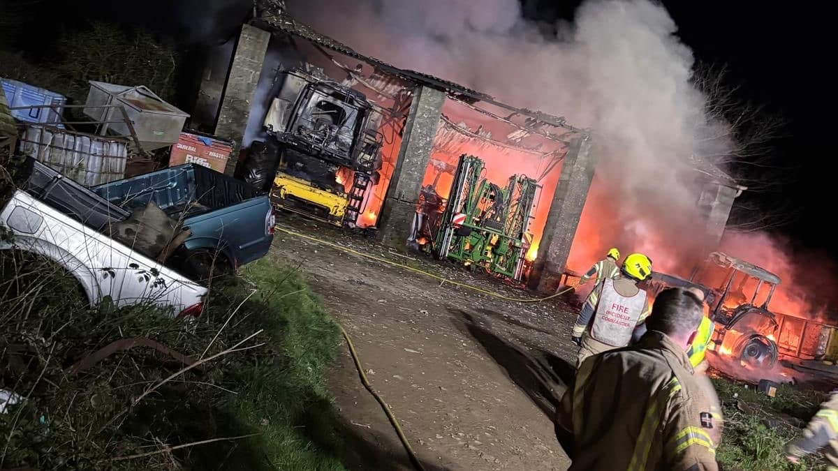 South East Cornwall firefighters have to deal with large farm building ...
