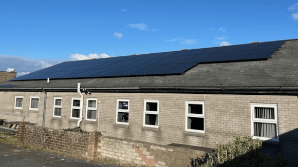 Some of the solar panels recently installed on one of Cornwall's health buildings