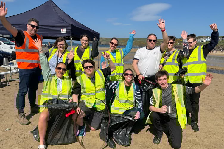 Beach cleaners at Polzeath taking part in the Great British Spring Clean 