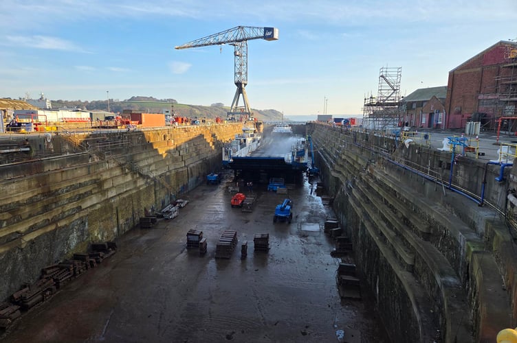 The LYNHER ferry is now in place at dry docks in Falmouth set for essential maintenance works