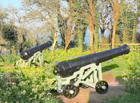 Replica cannons placed at gun battery that protected historic port