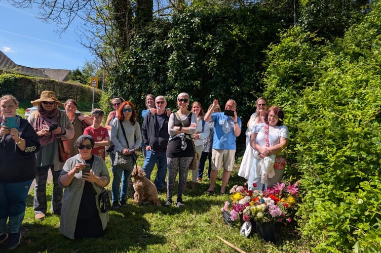 Crowds turned out to celebrate the life of the famous Liskeard cat, Felix with a special service at his favourite spot in the town. Picture: Shaz Harris
