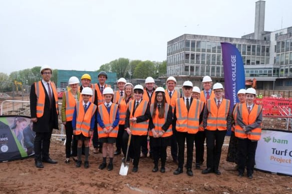 A scene from the ground-breaking ceremony at Cornwall College St Austell.