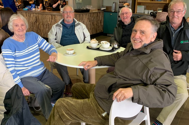 Members of Court Goodwill Foresters Friendly Society enjoying a rest in the coffee shop at Lanhydrock