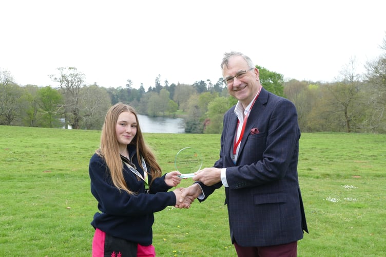 Student of the year Tia Whitrow with Jeremy Oatey, Cornish Mutual Chairman