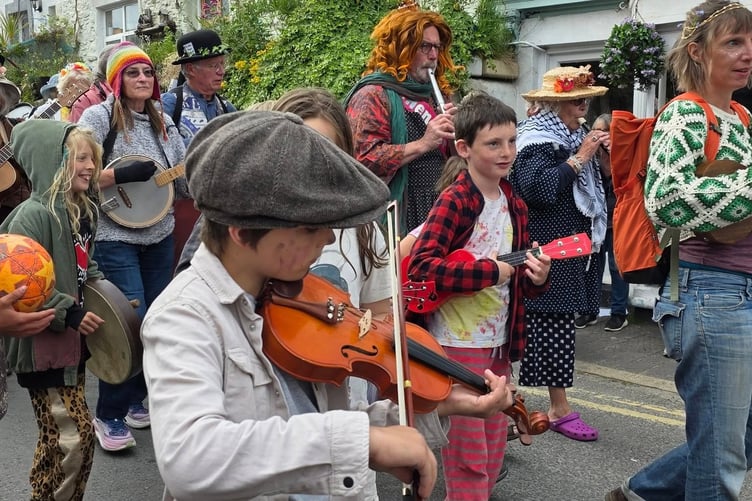 A record number of musicians and dancers joined the procession through the village to welcome the coming of Spring. (Picture: Mandy Haxby)