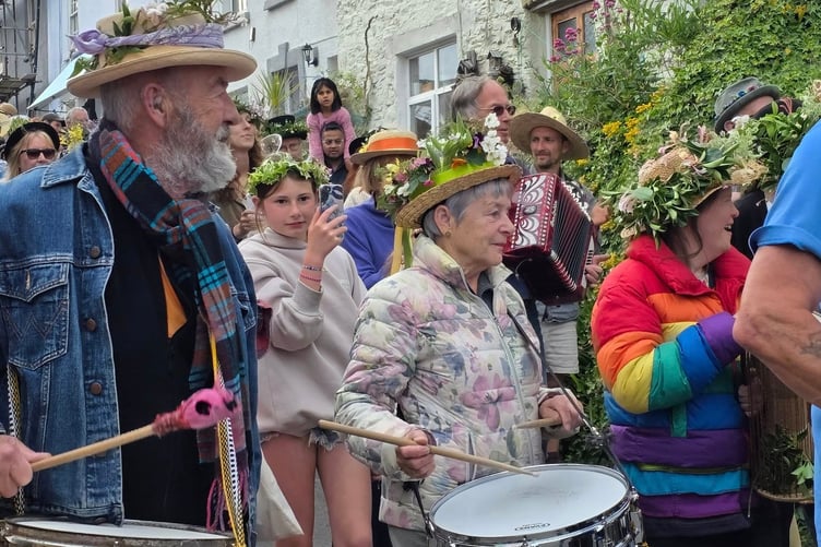 The evening procession captured the imagination of musicians and dancers as it wound its way through the village to the village hall. (Picture: Mandy Haxby)