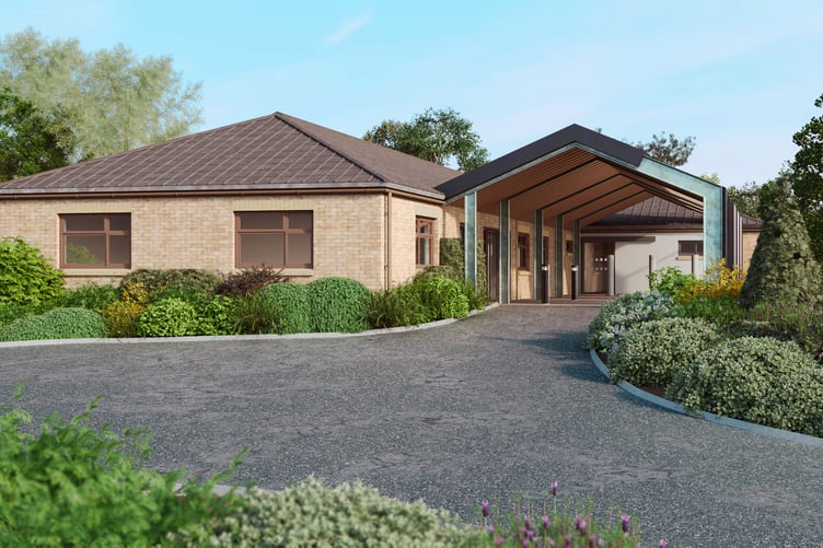A computer-generated image of what the outside of Mount Edgcumbe Hospice will look like when the refurbishment is complete.
