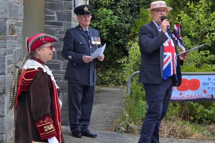 Warrant Officer Jago of 335 squadron Saltash ATC (Air Training Corp) waiting to address the crowds, spoke of the importance of the sacrifices made in the World War II. (Picture: Rob Schnepp)