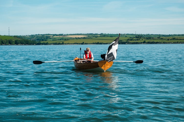 Cornish explorer Robin Hanbury-Tenison during his fundraising row up and down the River Tamar. Picture: Philip Habib