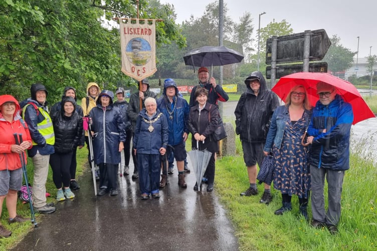Liskeard Town Mayor Christina Whitty is joined by a hearty group of participants for the annual 'Beating of the Bounds' 