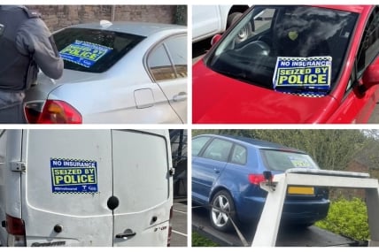 These uninsured vehicles were seized by police after the drivers were found to have purchased fraudulent policies from Ghost Brokers. Image: MIB (Motor Insurers’ Bureau)