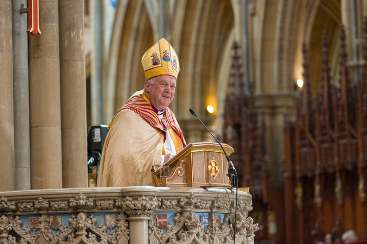 Bishop David Williams in the pulpit at Truro Cathedral
