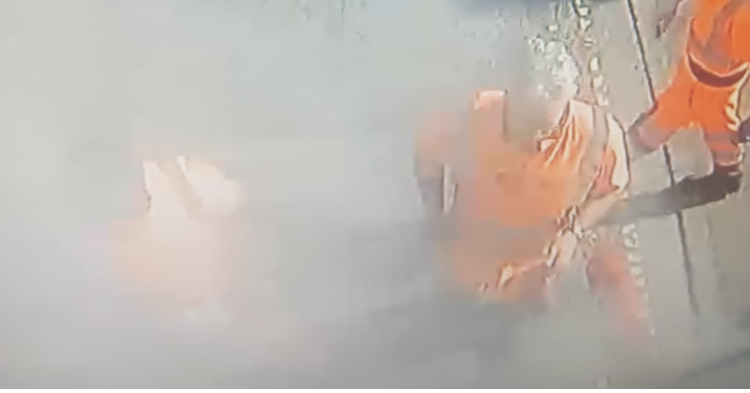 The fire began when a battery ignited in the back of a rubbish truck during a routine collection
