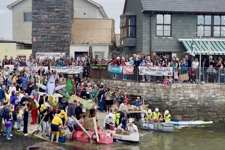 Huge crowds gathered for the ever-popular Cardboard Boat Race, which is one of the highlights of the Saltash Regatta