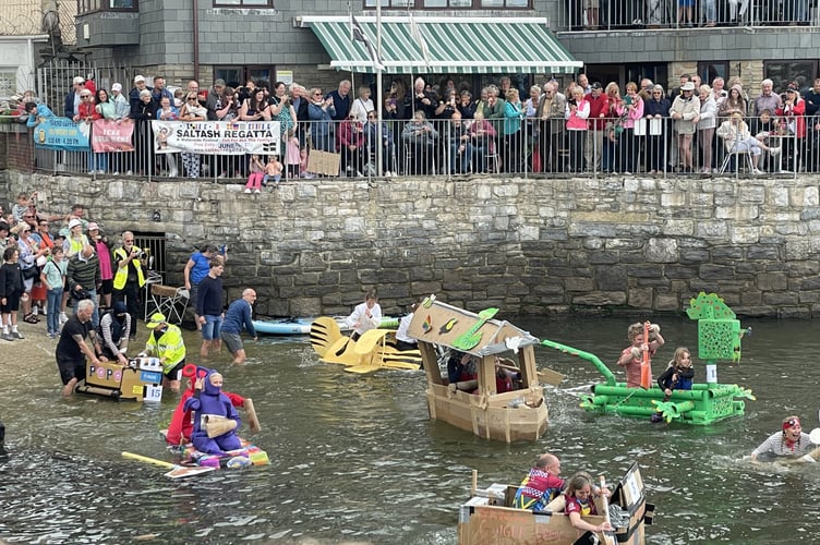 Crowds lined the waterside for the annual Cardboard Boat Race as part of the Saltash Regatta weekend