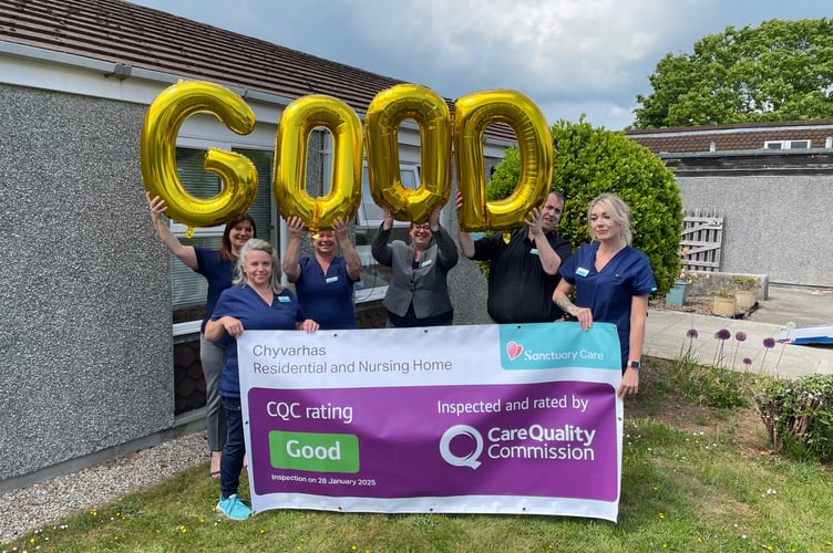 Staff at Chyvarhas Residential and Nursing Home in Callington celebrate receiving a glowing report from the Care Quality Commission