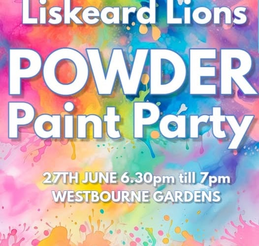 Liskeard Lions will be holding a Powder Paint Party on June 27 at Westbourne Gardens