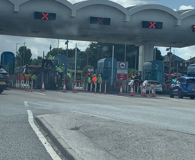 Woman taken to hospital after car overturns on Tamar Bridge