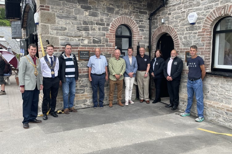 Dignitaries including Looe town mayor Stephen Remington and deputy mayor Jamie Pearn alongside trustees from East Looe Town Trust at the reopening of the Old Lifeboat Station and Watchtower. Picture: (Cornish Times)