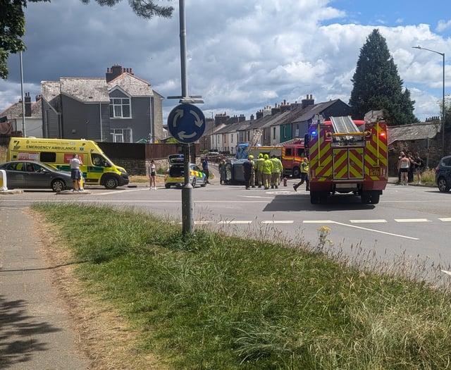Car overturns following collision in Liskeard