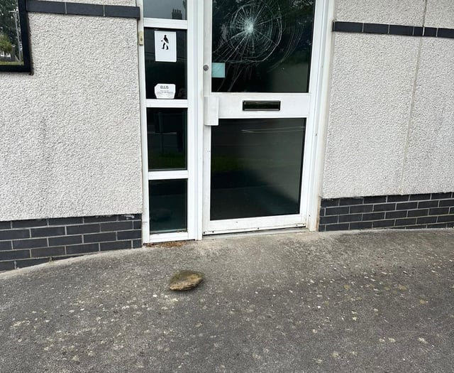 Mindless vandals smash fire station door in “disgraceful” attack