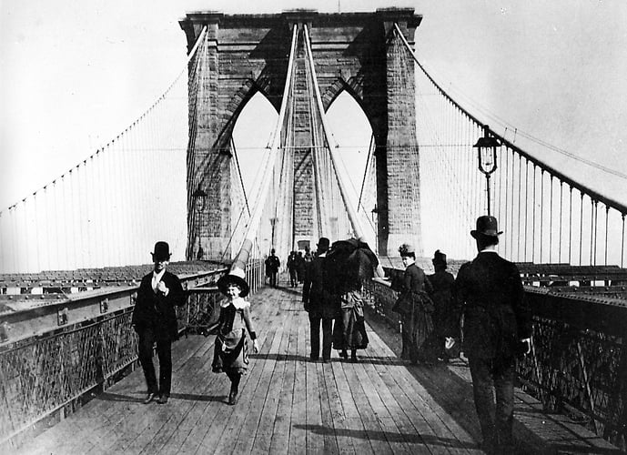 Brooklyn Bridge, New York, January 1870. (Article supplied by Brian Oldham, Liskeard Museum) 