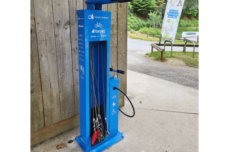 The new bicycle repair stand at Cardinham Woods (Picture: Forestry England) 
