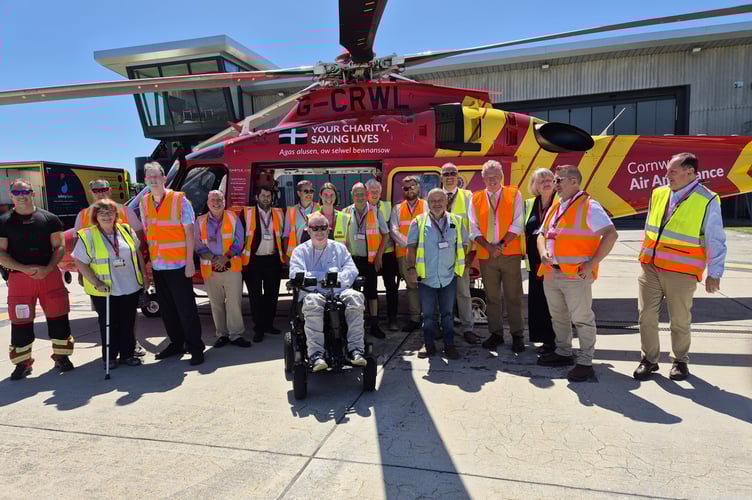 Jim Candy, Liberal Democrat Cornwall councillor for Looe West, Pelynt, Lansallos and Lanteglos, visited the Cornwall Air Ambulance base at Newquay with colleague and ambassador for the charity Cornwall councillor Steven Webb