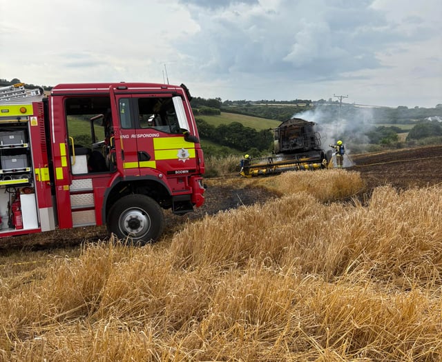 Combine harvester fire shuts rail line and disrupts train services