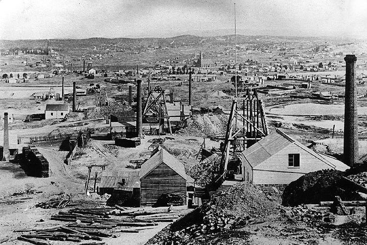 The mining district of Bendigo in the 1850s