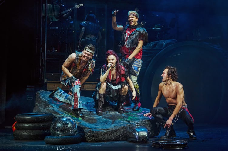 LtoR Luke Street, Carly Burns, Ryan Carter & Glenn Adamson in BAT OUT OF HELL, credit Chris Davis Studio 1.
