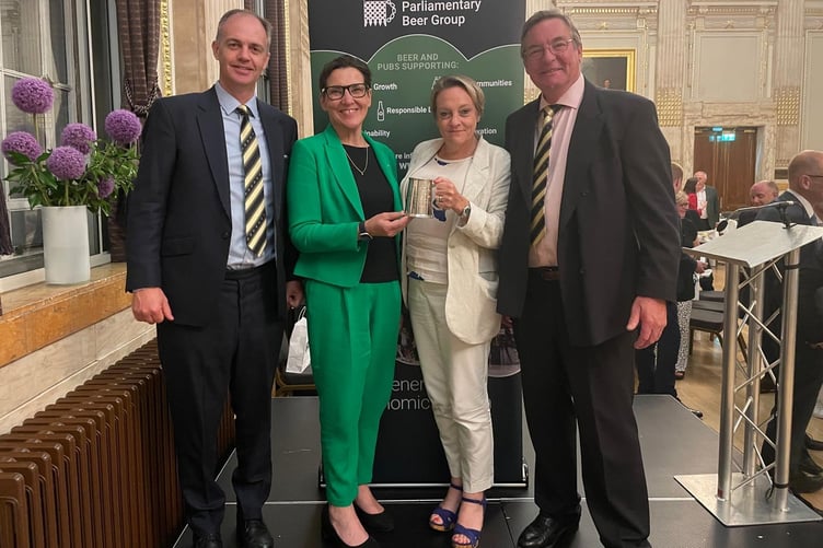 Piers Thompson, St Austell Brewery’s external relations director, Tonia Antoniazzi MP, chair of the All-Party Parliamentary Beer Group, Georgina Young and Paul Harbottle, St Austell Brewery’s commercial director.