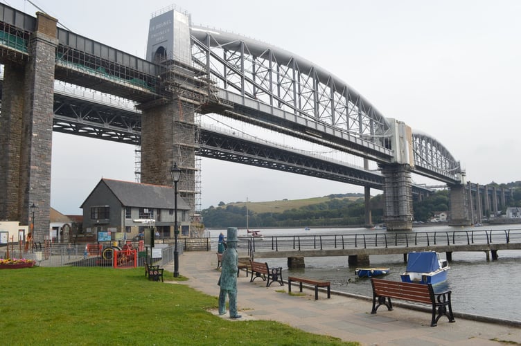 Saltash Waterside with the iconic Brunel Suspension Bridge in the background