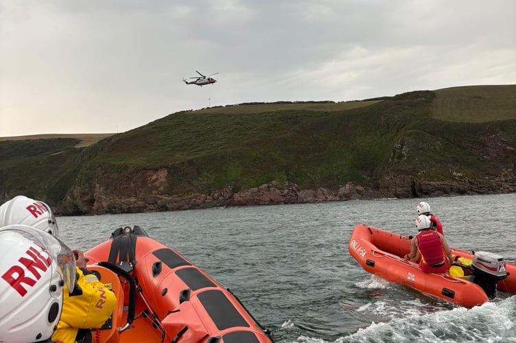 RNLI lifeguards from Tregantle beach, volunteers from Looe’s Atlantic 85 lifeboat and the Coastguard Rescue helicopter were all involved in the rescue (Picture: RNLI)