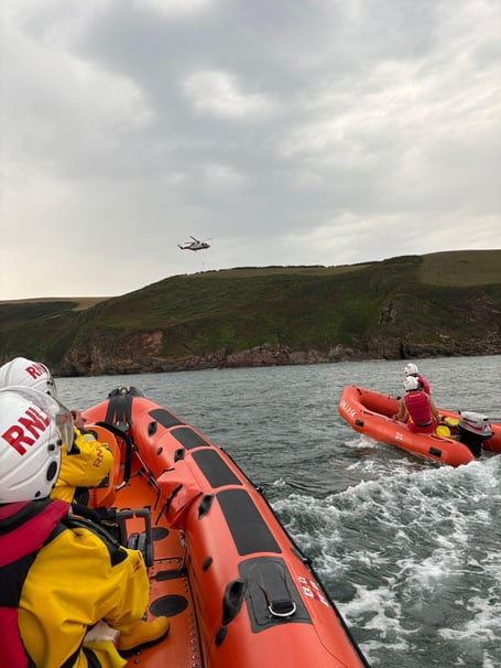 RNLI lifeguards from Tregantle beach, volunteers from Looe’s Atlantic 85 lifeboat and the Coastguard Rescue helicopter were all involved in the rescue (Picture: RNLI)