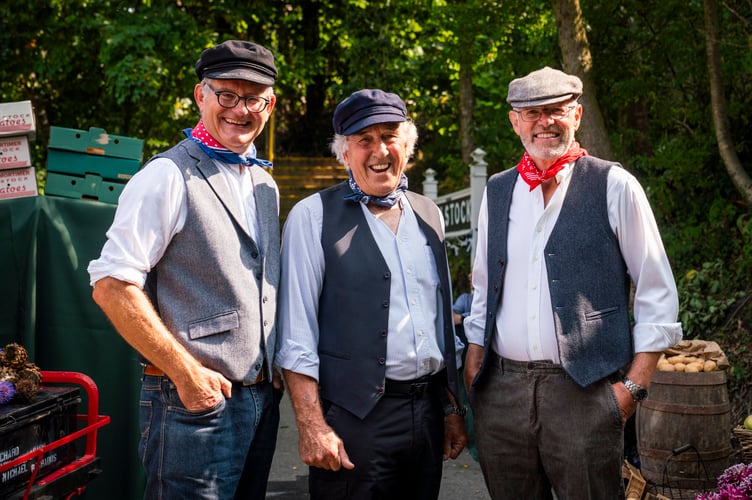 Volunteers from Calstock in Bloom in costume to celebrate the historical Tamar Valley market gardening industry