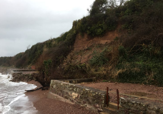 A cliff fall at the site.