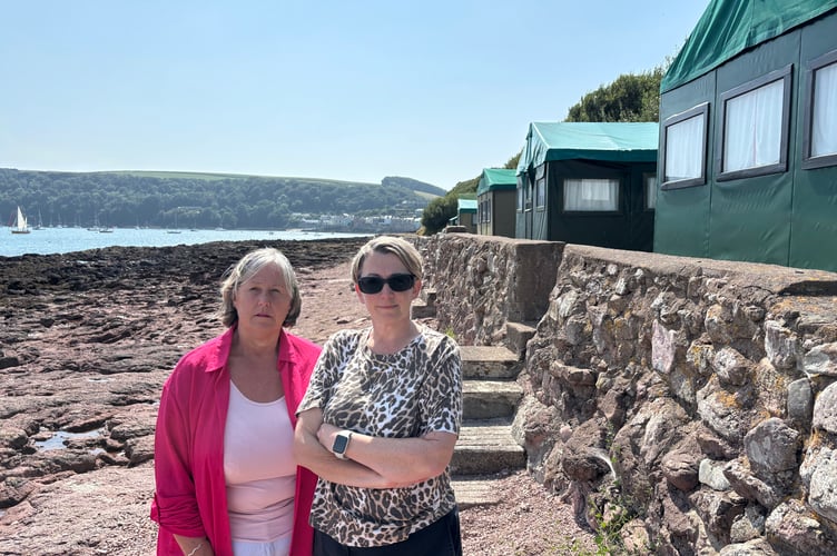 Hut owner Becky Lingard, left, and Cllr Kate Ewert at the Sandway campsite 